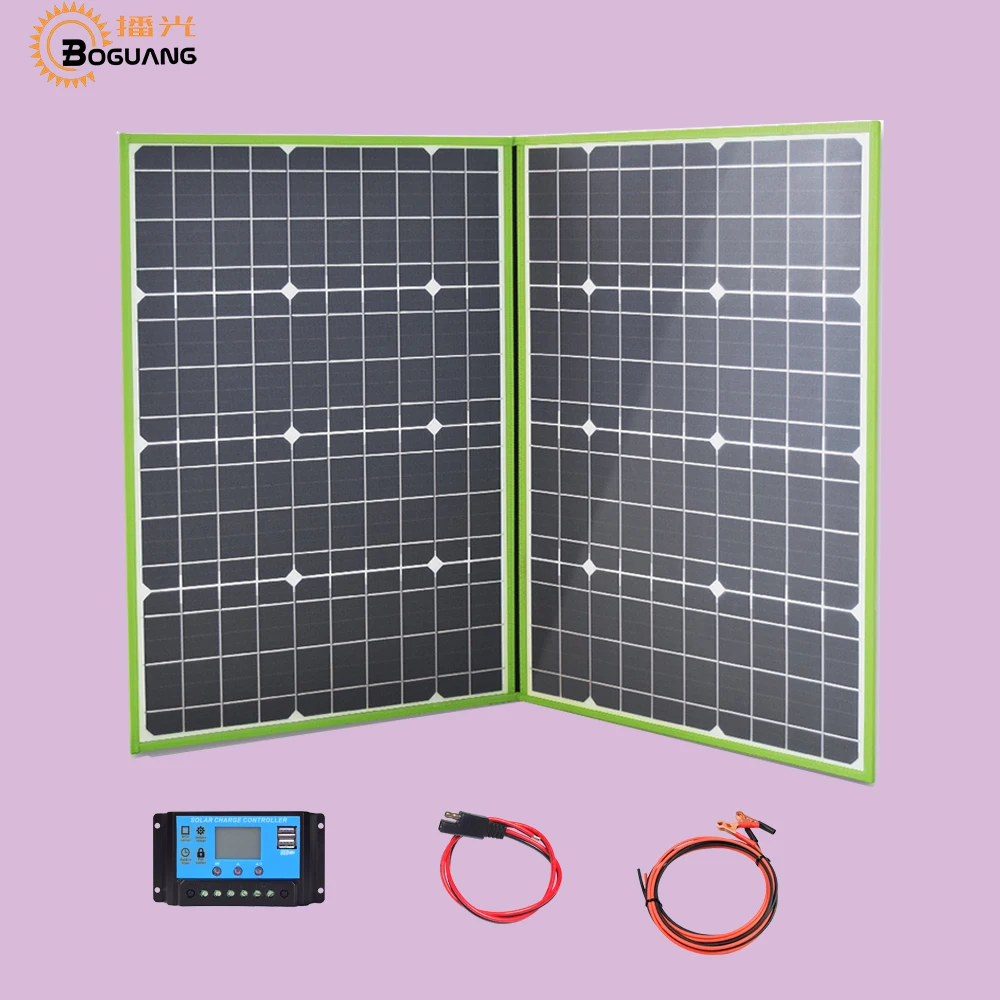 

BOGUANG 100 Watts 12 Volts Monocrystalline Foldable Solar Panel with Charge Controller