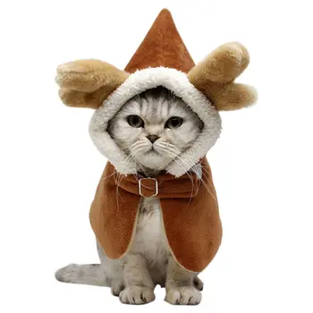 

New Year Pet Deer Type Cat Winter Clothes Small Dogs Hooded Coat Chinese Style Cat Puppy Costume Spring Festival Pet Cloak