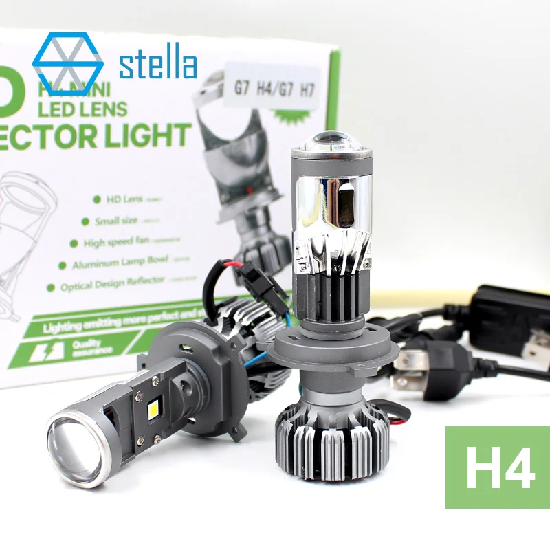 Online Stella H7 mini led objektiv scheinwerfer lampen H7 LED projetor scheinwerfer abblendlicht fernlicht eis lampe für auto 55w 5500k weiß licht