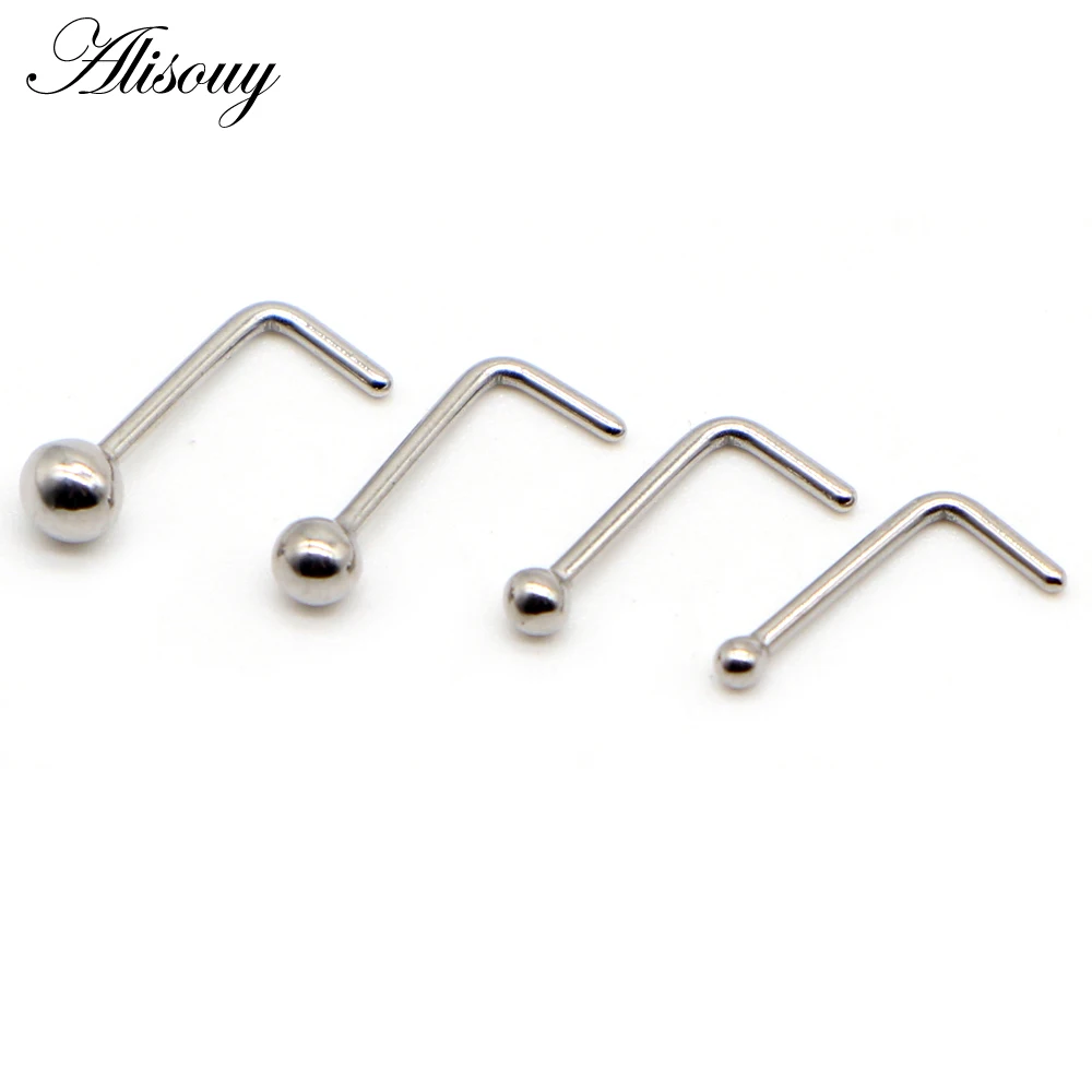 Nose Studs Ball Round Nose Rings L-Shape Stainless Steel Piercing Body Jewelry 1PC for Women nose rings piercing jewelry nose studs body piercing jewelry body jewelry