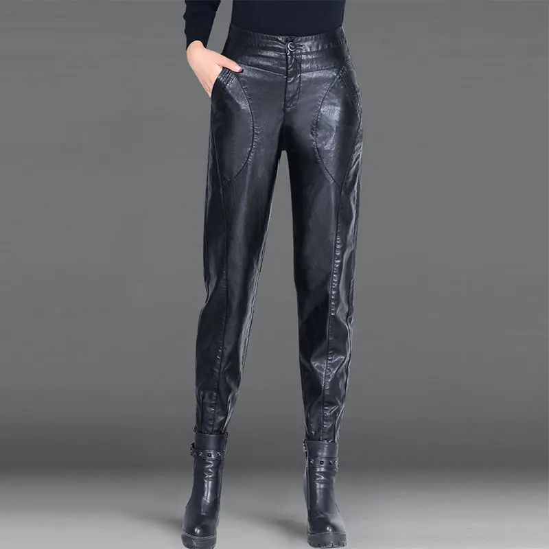Leather Pants With Crotch Zipper Leather Pants Women 2019 New High