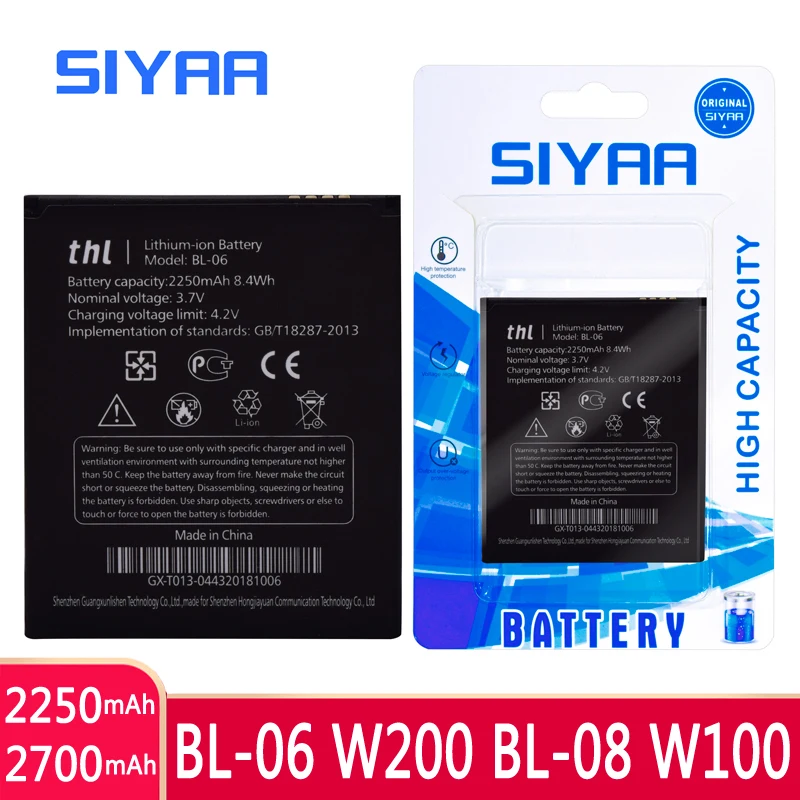 BL 06 W200 08 W100 оригинальный мобильный телефон Батарея BL06 для THL T6 Pro T6C T6S W200S W200C 2015 A