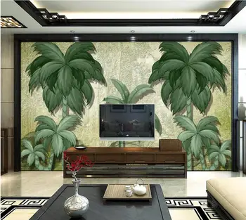 

CJSIR Custom Wallpaper Southeast Asian Wall Tropical Coco Nostalgic Mural Abstract Living Room Bedroom Murals 3d Wallpaper