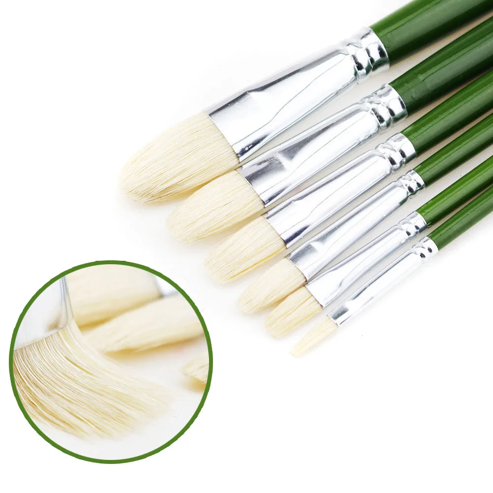 

6pcs/set Senior oil painting pen brush bristle suit gouache 6 Pack Paint Brushes