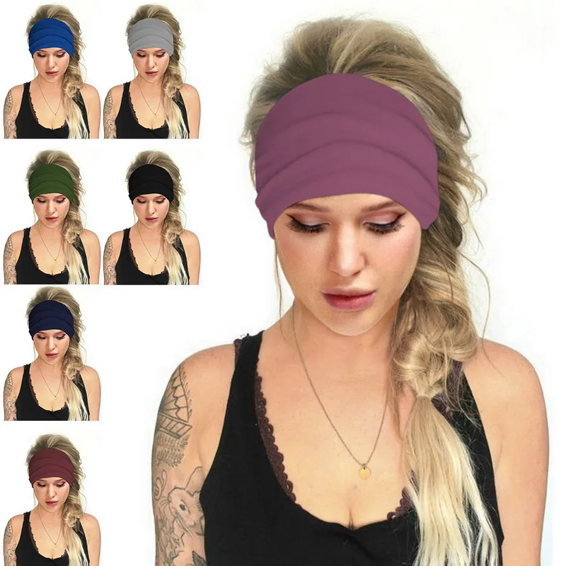 

New Unisex Solid Color Headband Hair Elastic Bands for Men Women Stretch Outdoor Fitness Head Bands HairbanHa ir accessories