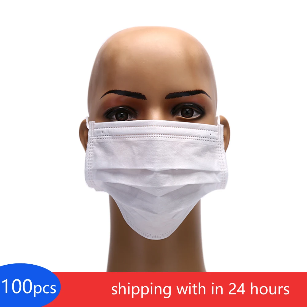 

Disposable Masks Non Woven Anti-dust 3 Layers Breathable Dustproof Facial Protective Cover Masks Earloops Face Mouth