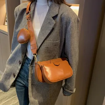 

3Pcs/Set PU Leather Women Fashion Messenger Bag Clutch Bag Purse Ladies Girls Cell Phone Pocket Zipper Crossbody Shoulder Bags