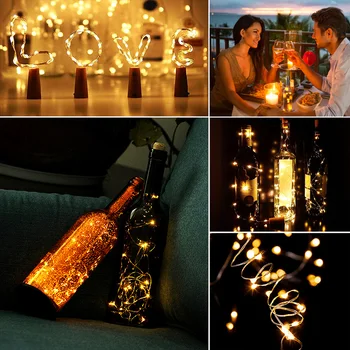 

LED Light String Garland Silver Wire Cork Strings Fairy Wire Lights Craft Bottle Christmas Valentines Wedding Decoration