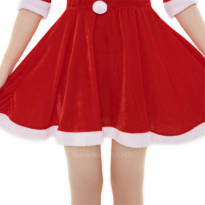 Christmas Party Cosplay Santa Claus Costumes for Adult Women Red Xams Grinch Elf New Year Red Performance Clothing