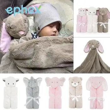 

Ephex Cute Rabbit Sheep Bear Elephant Photography Props Bathrobe Comfortable Flannel Keep Warm Infant Wrap Brethable 76*76cm