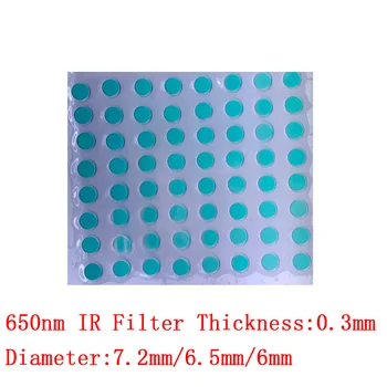 렌즈 IR 필터용 적외선 파장 차단 IR 필터, 650nm IR 필터 직경 6mm, 6.5mm, 7.2mm 두께 0.3mm