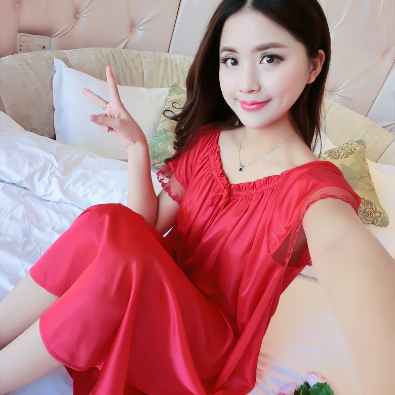 Sexy Satin Lingerie Dressing Gown Women Lace Negligee Sleepwear Ladies Lingerie Nightgown for Bride Party Luxurious Night shirts