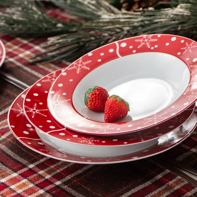 Veweet Santaclaus 18/36 Darab Karácsonyi Stílusú Porcelán Vacsoraremez Készlet Desszert Tányér Leves Vacsora Ajándék - Image 5