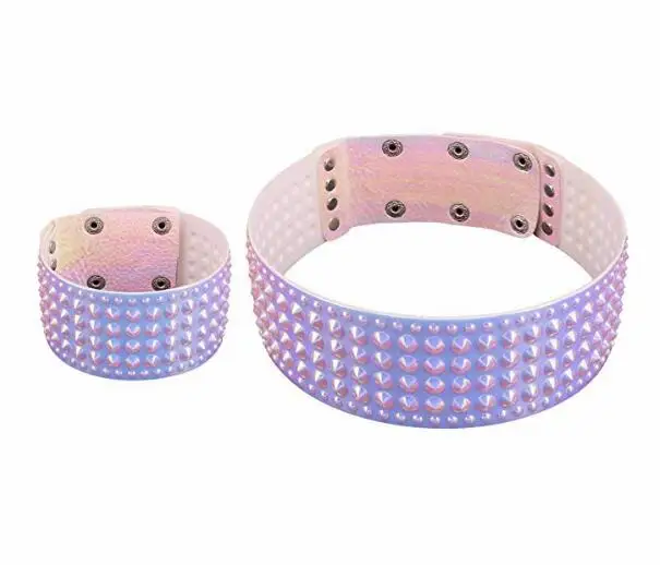 purple-2 2 шт. эффектное колье, ожерелье, браслет, женский золотой цвет кожаный воротник большое ожерелье африканские ювелирные изделия Регулируемые чокеры - Окраска металла: purple-2