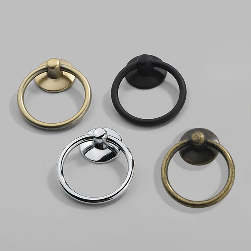 furniture handles 2Pc Vintage Round Ring Furniture Door Pull Handle Alloy Cabinet Dresser Drawer Knobs Handle Cupboard For Jewelry Box Door Ring