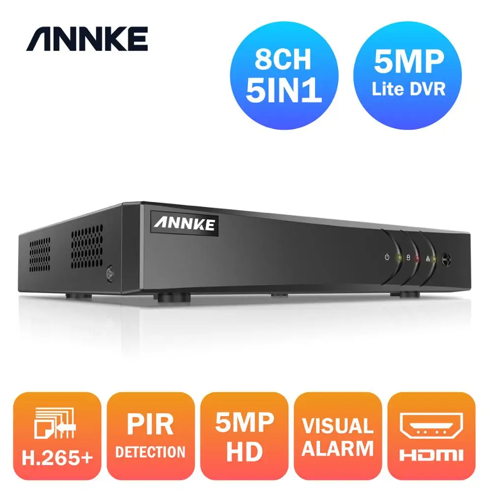 Видеорегистратор ANNKE 5 мп Lite 8 каналов HD в 1 H.265 + цифровой рекордер с пассивным ик