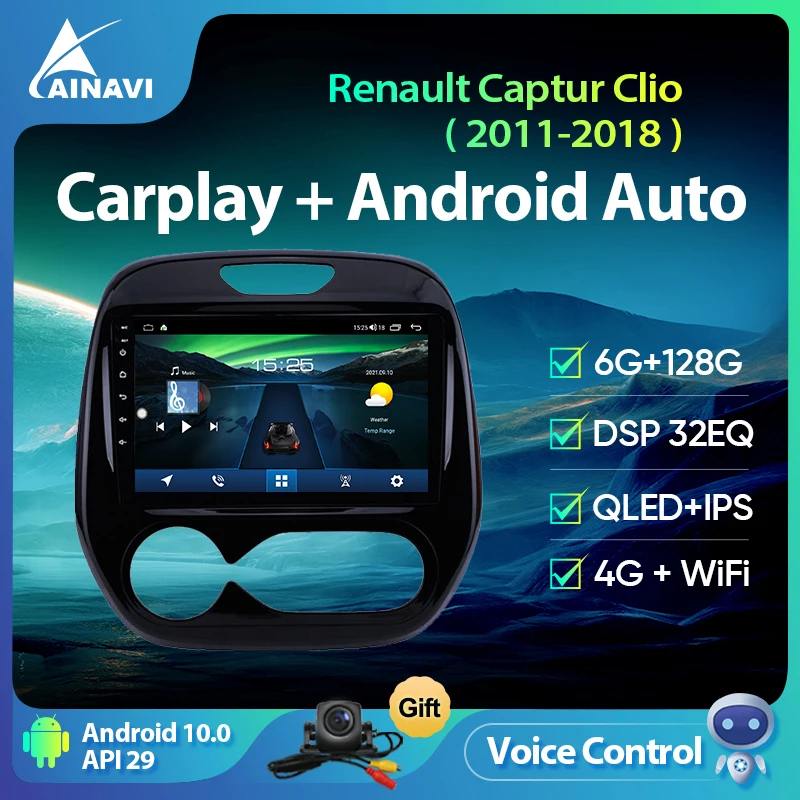 Ainavi Car Radio Android 10.0 Screen For Renault Captur CLIO Samsung QM3 2011-2018 Auto Stereo Multimedia Video Player 2din DVD |