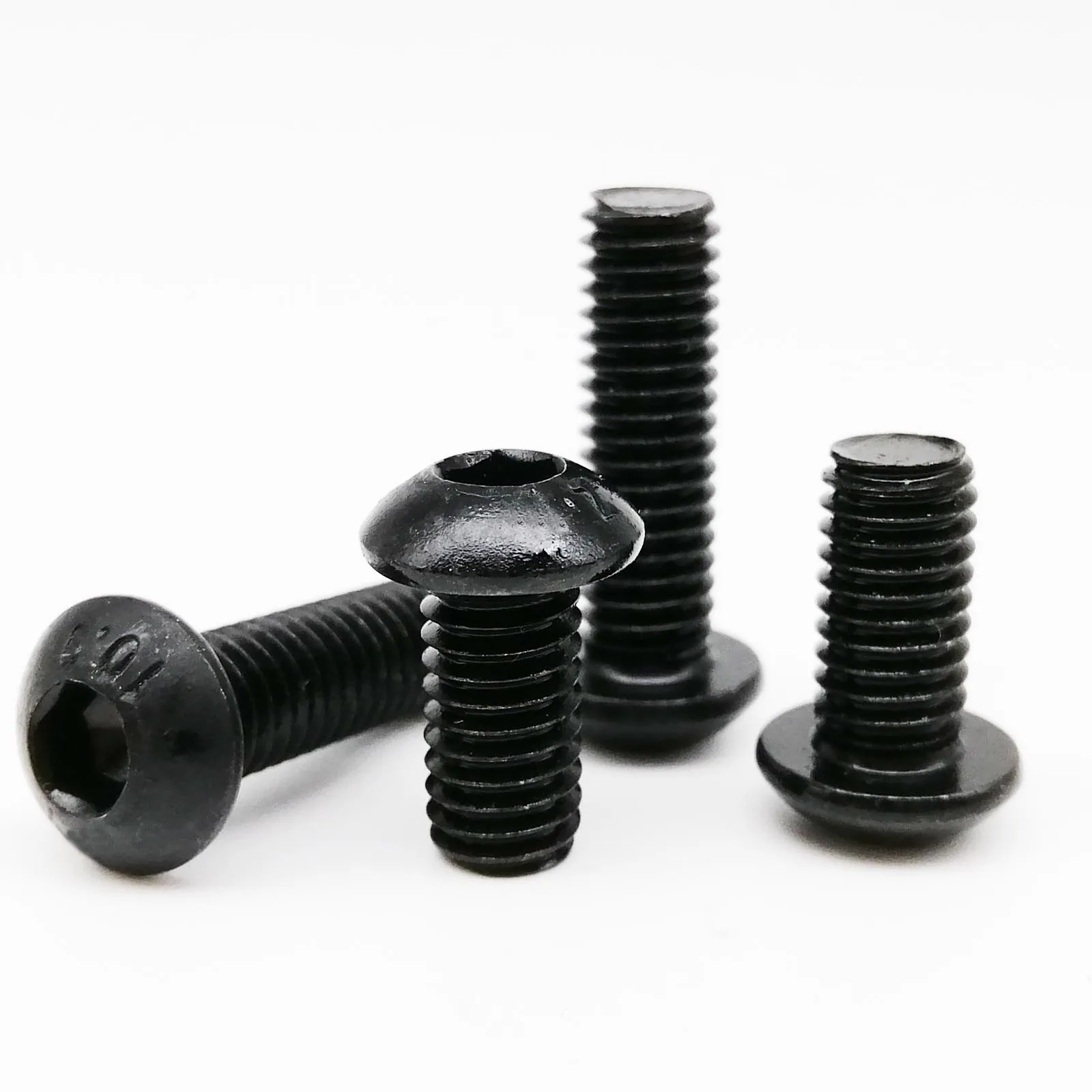 5/10/25/50x ISO7380 M1.6 M2 M2.5 M3 M4 M5 M6 M8 Black Grade 10.9 Steel Hex Hexagon Socket Button Round Head Screw Bolt L= 3-80mm |