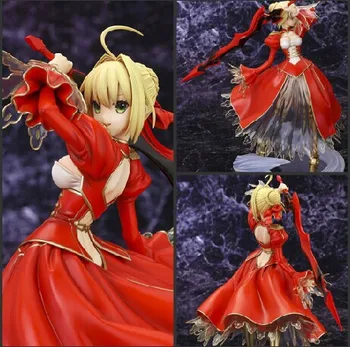 

23cm Fate Stay Night Extra Red Saber Nero Claudius Caesar Augustus Germanicus Fighting Ver PVC Action Figure Collection Model