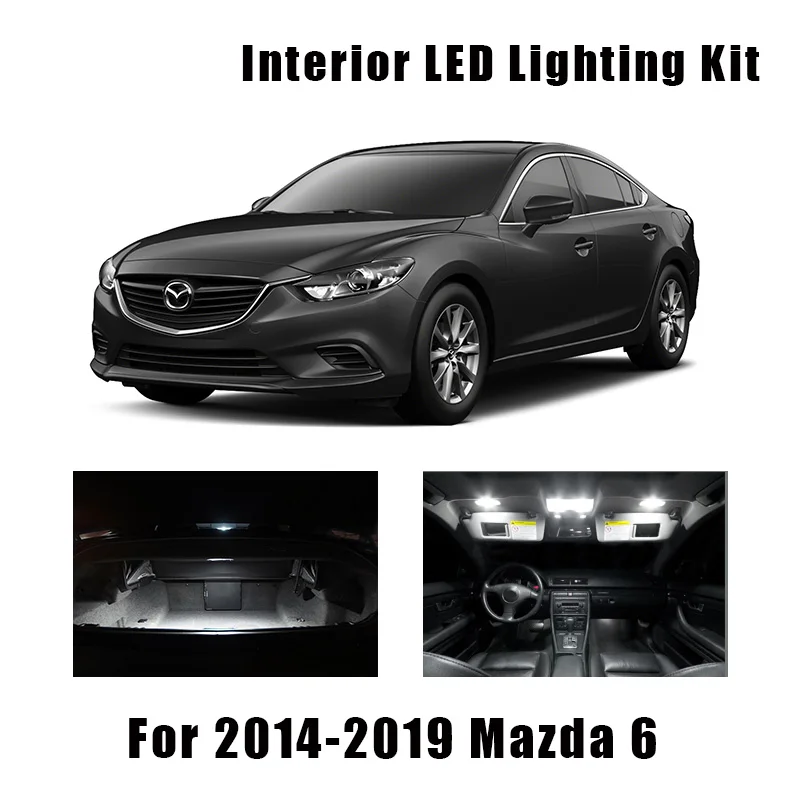 13 шт., белый светодиодный потолочный светильник для чтения в салоне автомобиля, подходит для Mazda 6