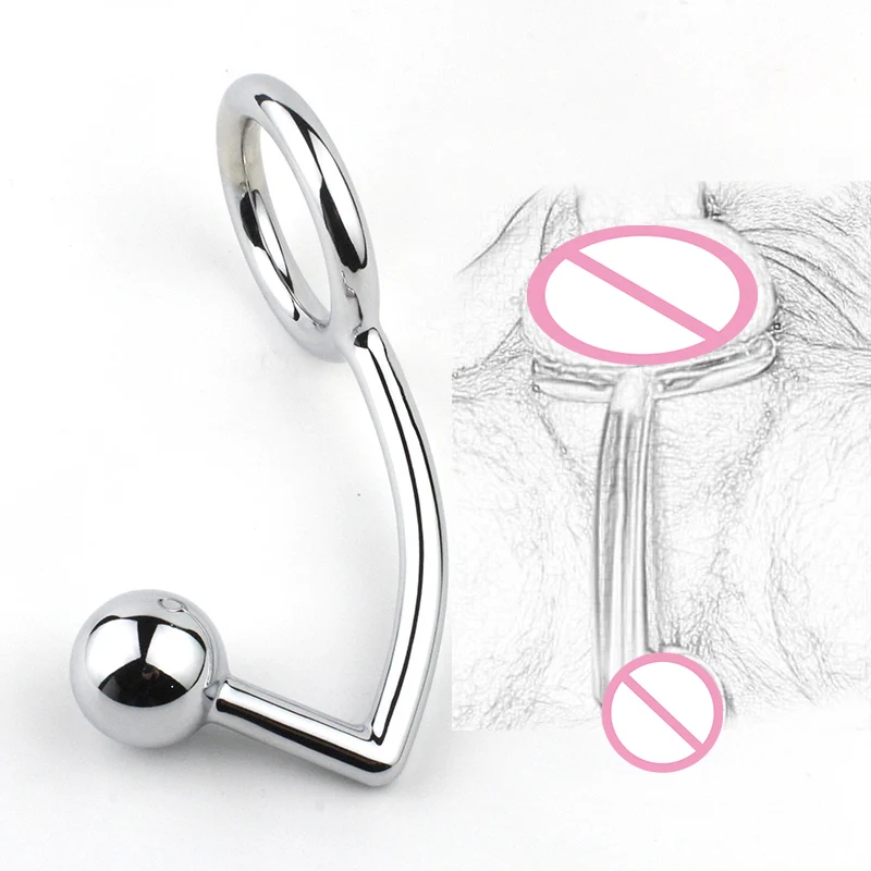 40/45/50mm Stainles Steel Metal Anal Hook With Penis Ring For Male Plug Chastity Lock Fetish Cock Adult Sex Shop |