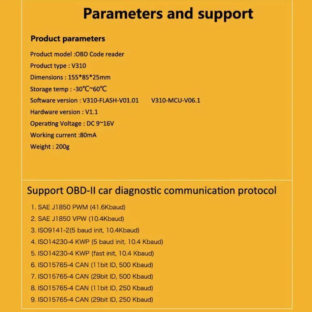 Viecar V310 полный OBD2 V 310 V1.1 считыватель кода OBDII/Европейская система бортовой диагностики OBDII автомобильный диагностический инструмент l obd2 сканер automotriz