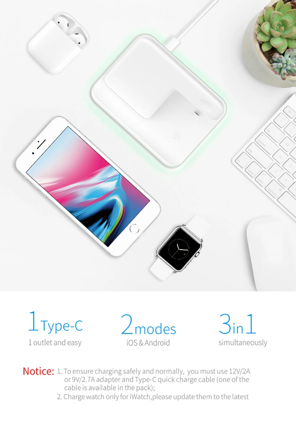 3 в 1 зарядная док-станция для iphone 8 Plus Xs 11 Pro Max Xr X Apple Watch 4 3 2 Airpods 2 Qi Быстрое беспроводное зарядное устройство 15 Вт подставка