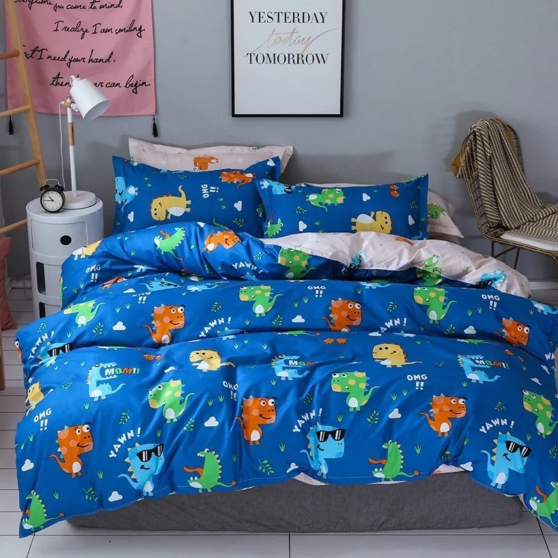 Solstice домашний текстиль синие динозавры милый мультфильм постельное белье набор Твин Полный мальчик девочка ребенок подростковый пододеяльник наволочка простыня
