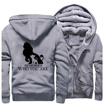 

Funny Lion King Anime Thicken Zipper Jacket Hoodies Men Remember Who You Are Casual Fleece Hoodie Sportswear Hip Hop Streetwear
