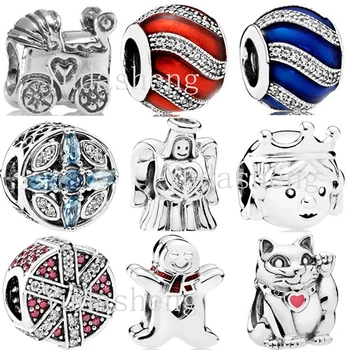 

Good 1: 1 Pretty Bead Car Princess Crown Snowman Cat Ice Crystal Charm Women Jewelry DIY Bracelet