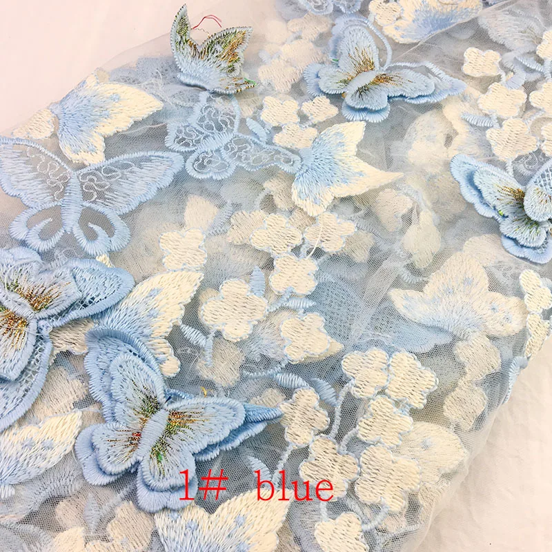1 ярд 3D кружевная вышивка бабочки ткань свадебное платье ткани тюль ткань DIY женское платье аксессуары
