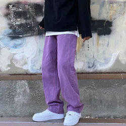 Pantalones vaqueros coreanos lisos para hombre, pantalón holgado de pierna ancha, color verde, 3XL talla grande, Otoño, 40