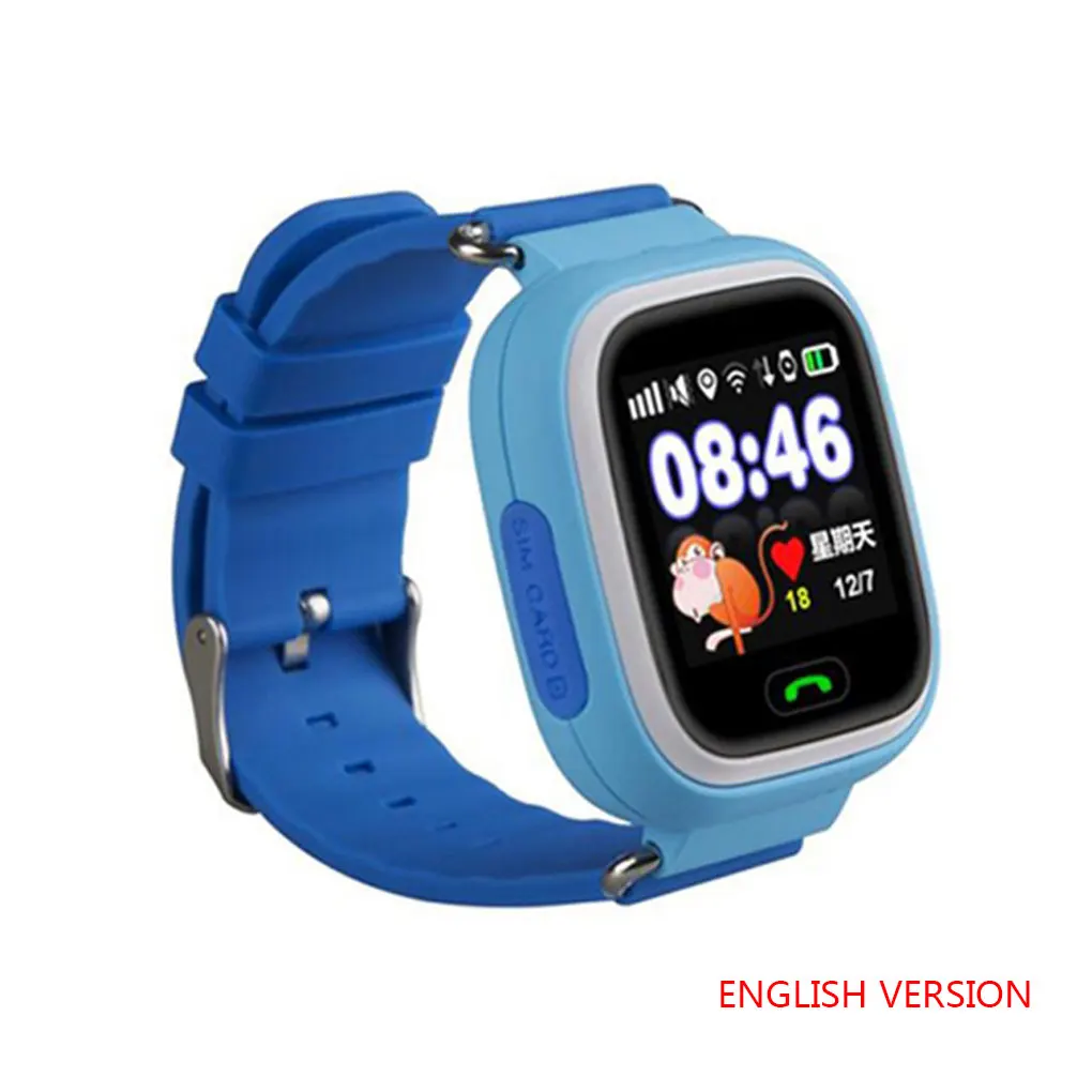 blue English Q90 gps детские Смарт-часы Детские анти-потеря наручные часы SOS Вызов расположение устройства трекер умные часы - Цвет: blue English