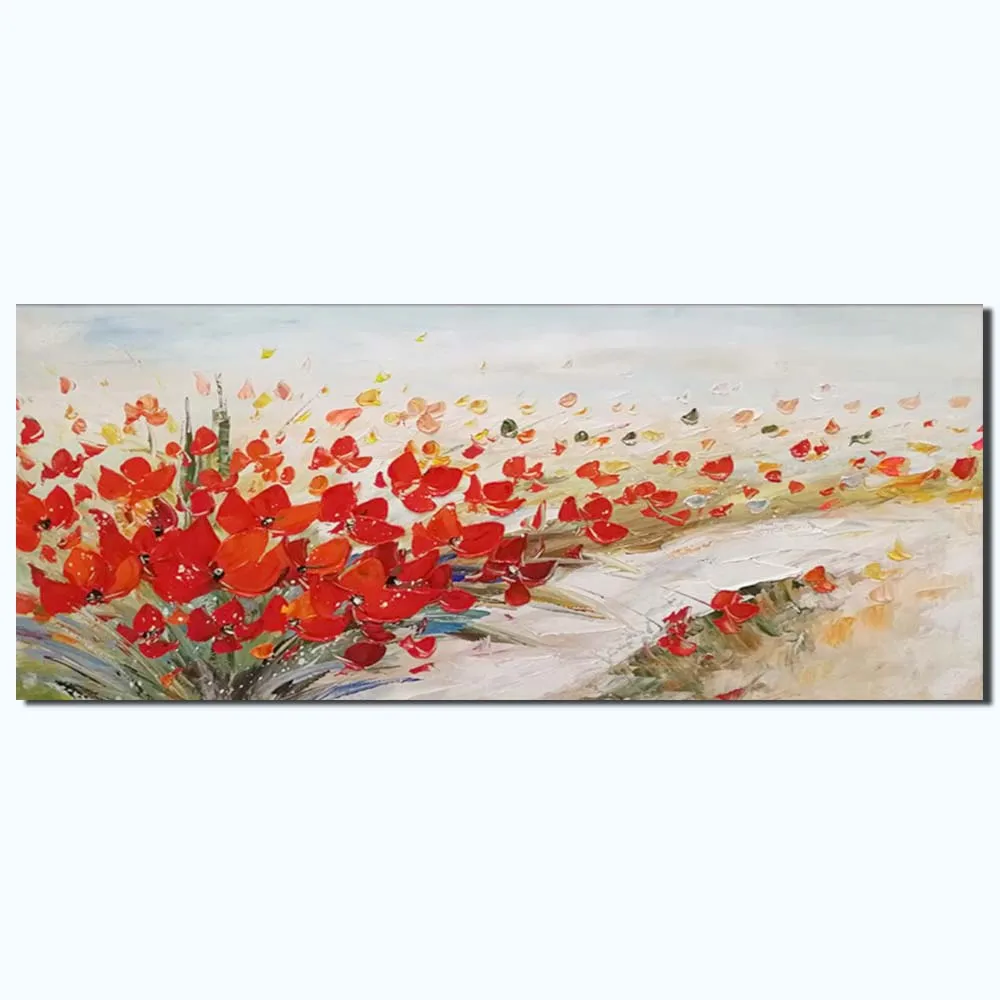 Hand Painted Abstract Impasto Red Flower Landscape Art Wall Picture Oil Painting Canvas Living Room Home Decor Art Drop Shipping Hand Painted Abstract Impasto Red Flower Landscape Art Wall Picture Oil Painting Canvas Living Room Home Decor Art Drop Shipping