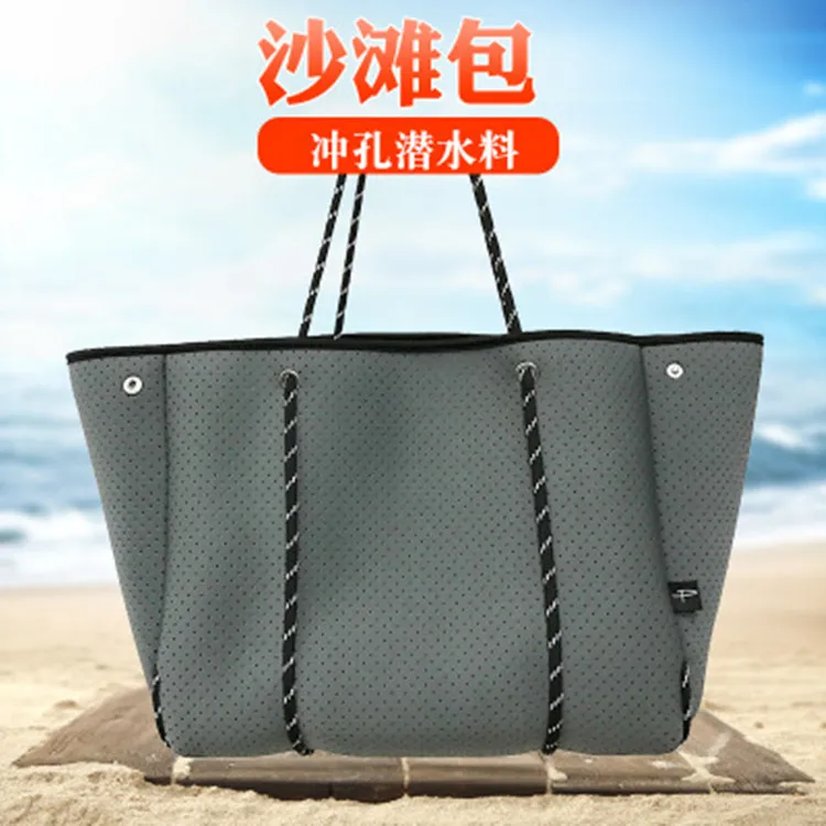 

Customizable Neoprene Punched Beach Bag Outdoor Mommy Leisure Bag Europe And America-Style Hand-Strap Picture Shopping Bag