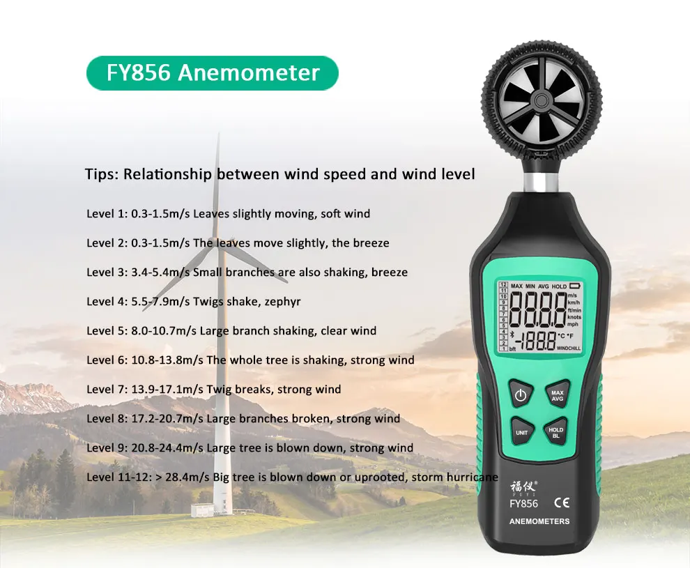 Tanie Anemometr miernik wiatru czujnik wiatru mini termometr cyfrowy Anemometro prędkość wiatru pomiar sklep