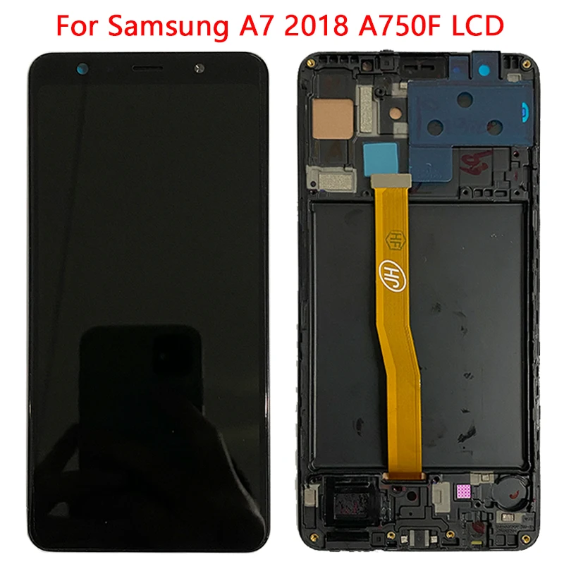 ЖК дисплей с рамкой для Samsung A7 TFT A750 6 0 дюйма A750F A750FN A750G|Экраны мобильных телефонов|