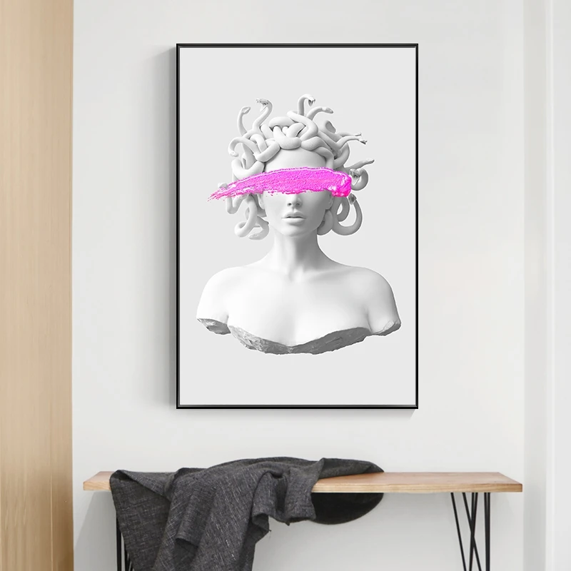 

Sculpture of Medusa Canvas Wall Art Posters Graffiti Art Canvas Paintings on The Wall Pictures for Living Room Decoration