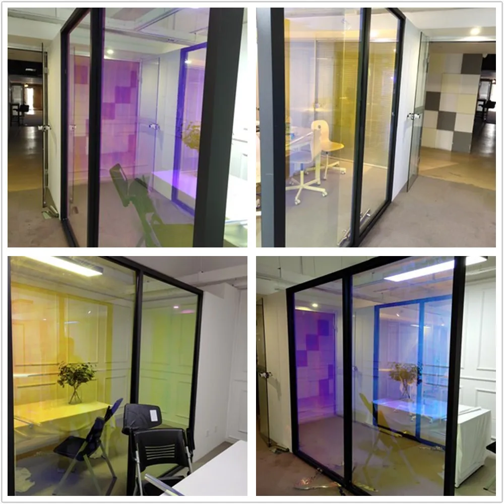 SUNICE Chameleon window tint film 68% VLT home building decoration stickers red color self-adhensive glass sticker films decals