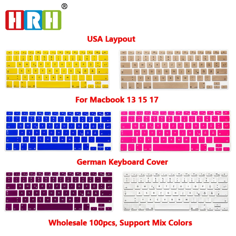 

HRH German 100pcs Silicone Keyboard Cover Skin Protector Protective Film For Macbook Air 13" 15"17 Pro With Retina USA Version