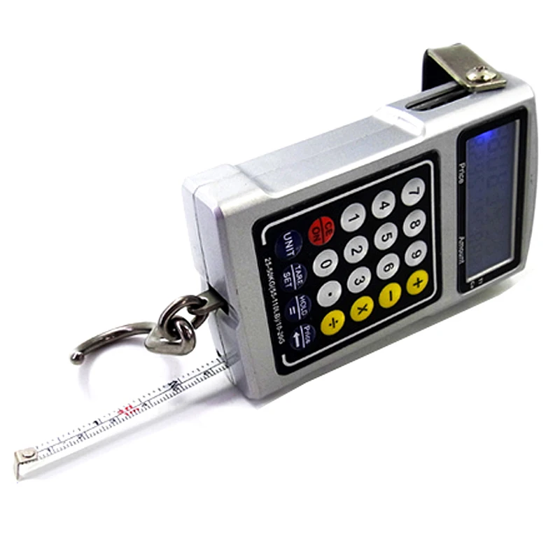 

50kg-10g Electronic scale with Calculator Digital Hanging Scale Portable Luggage Hook Scale Calculator whit Tape Measure