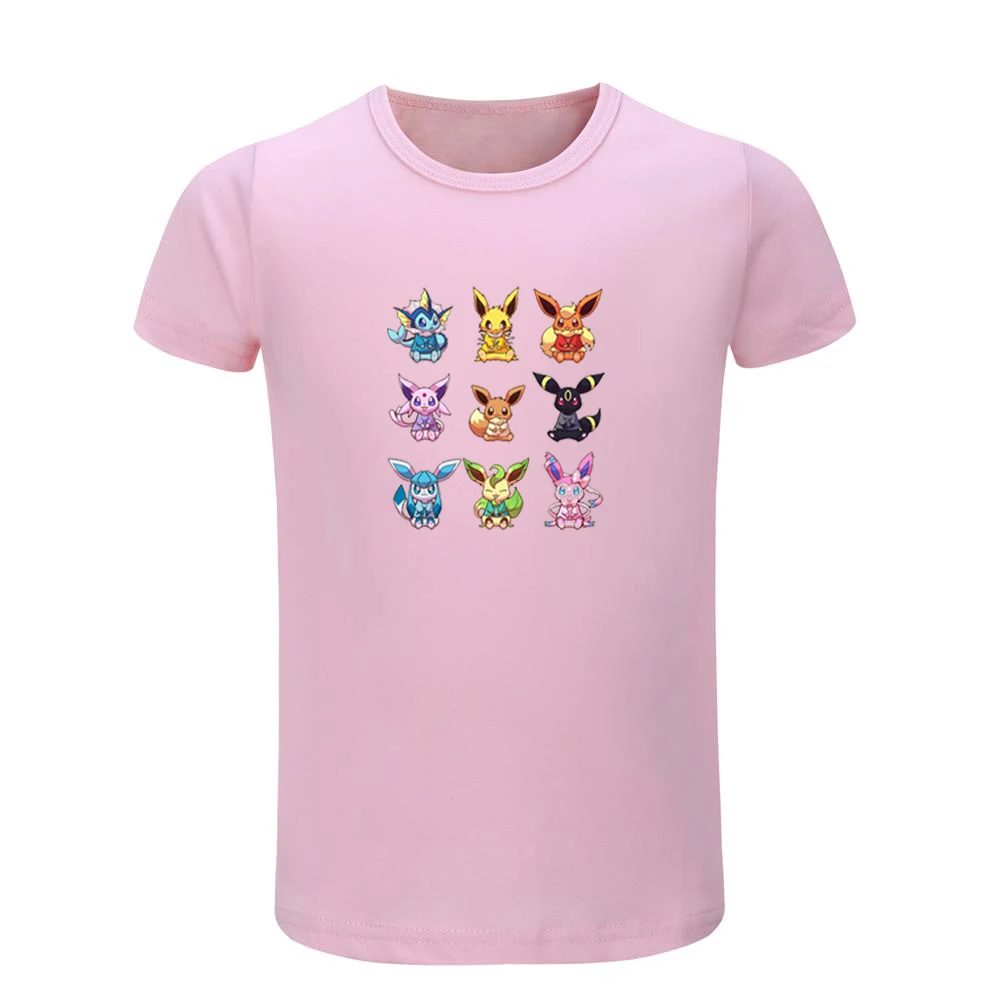 Футболки с покемоном eevee family Sylveon Детские хлопковые футболки рисунком топы