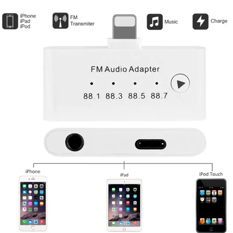 Для LIghtning FM аудио адаптер FM Aduio передатчик Комплект адаптер для iPhone