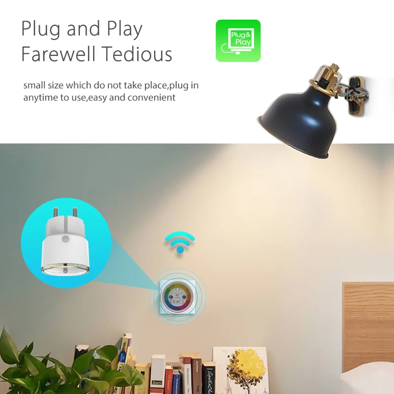 AVATTO Smart Plug, ЕС 16A/10A дистанционное управление Wi-Fi розетка с монитором питания работает с Tuya APP Google Home, Alexa, IFTTT