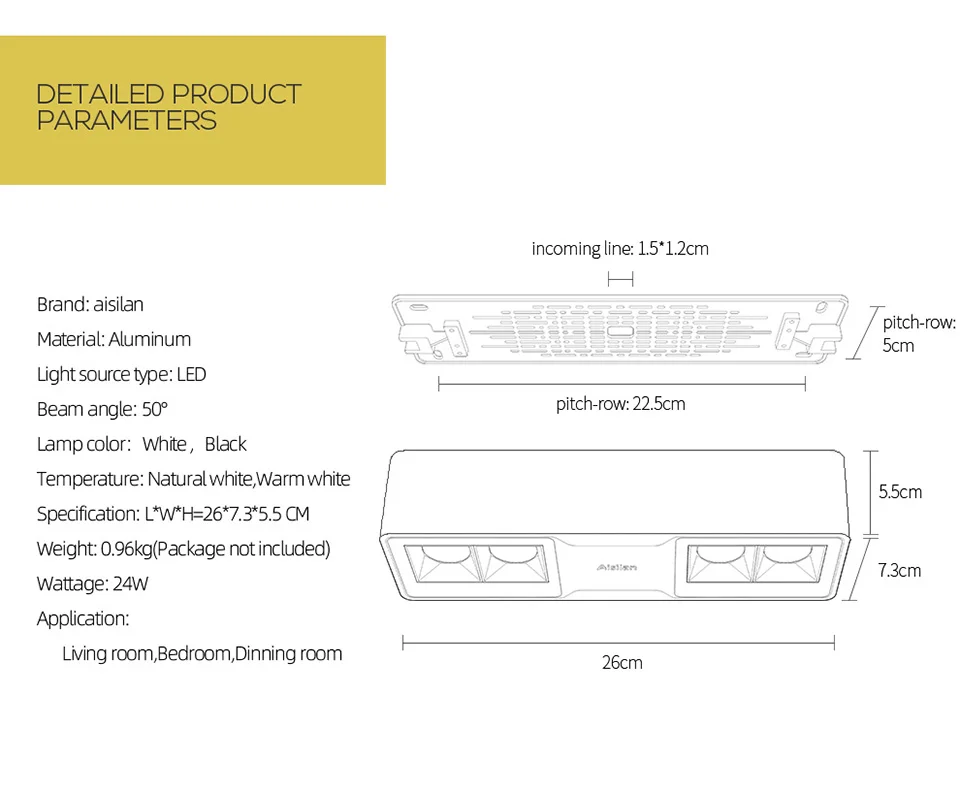 Aisilan LED surface mounted downlight ceiling spot it light living room corridor simple bedroom Nordic grille light