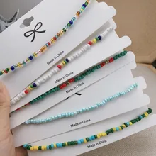 1 шт., женское короткое ожерелье-чокер с бусинами 1 шт., женское короткое ожерелье-чокер с бусинами