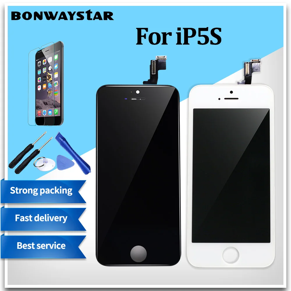 Заводская поставка 1 шт. AAA + Дисплей для iPhone 5S LCD с galss модулем сенсорным