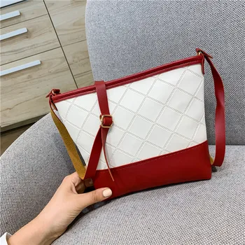 

Women's Pressure Cable Grid Shoulder Bucket Bag New Fashion Patchwork Indentation Shoulder Bags Female Crossbody Bags Handbags