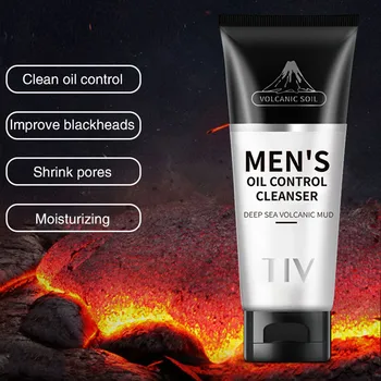 

Men Volcanic Mud Face Washing Cleanser Oil Control Acne Removal Moisturizing Cleanser 120ml Deep Cleansing Pore Shrinking