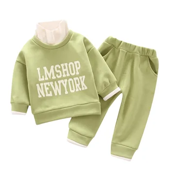 

Winter Baby Boy Outfits Long Sleeve Letters Thicken Turtleneck Sweatshirt+Pants Casual Costume Set Hot